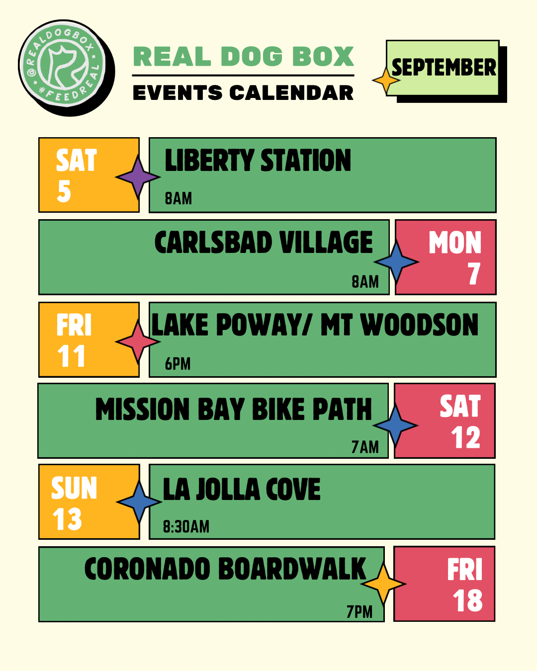 September 2026 events calendar — first half