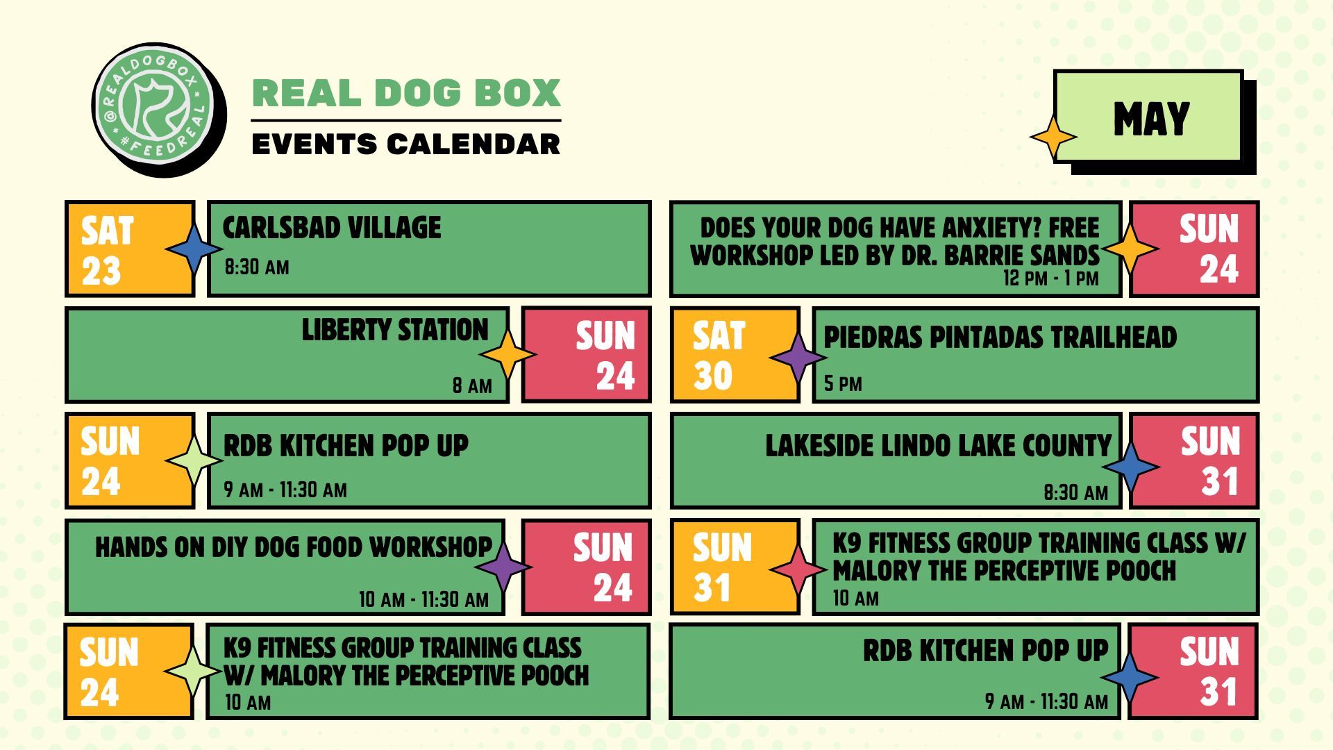 May 2026 events calendar — second half
